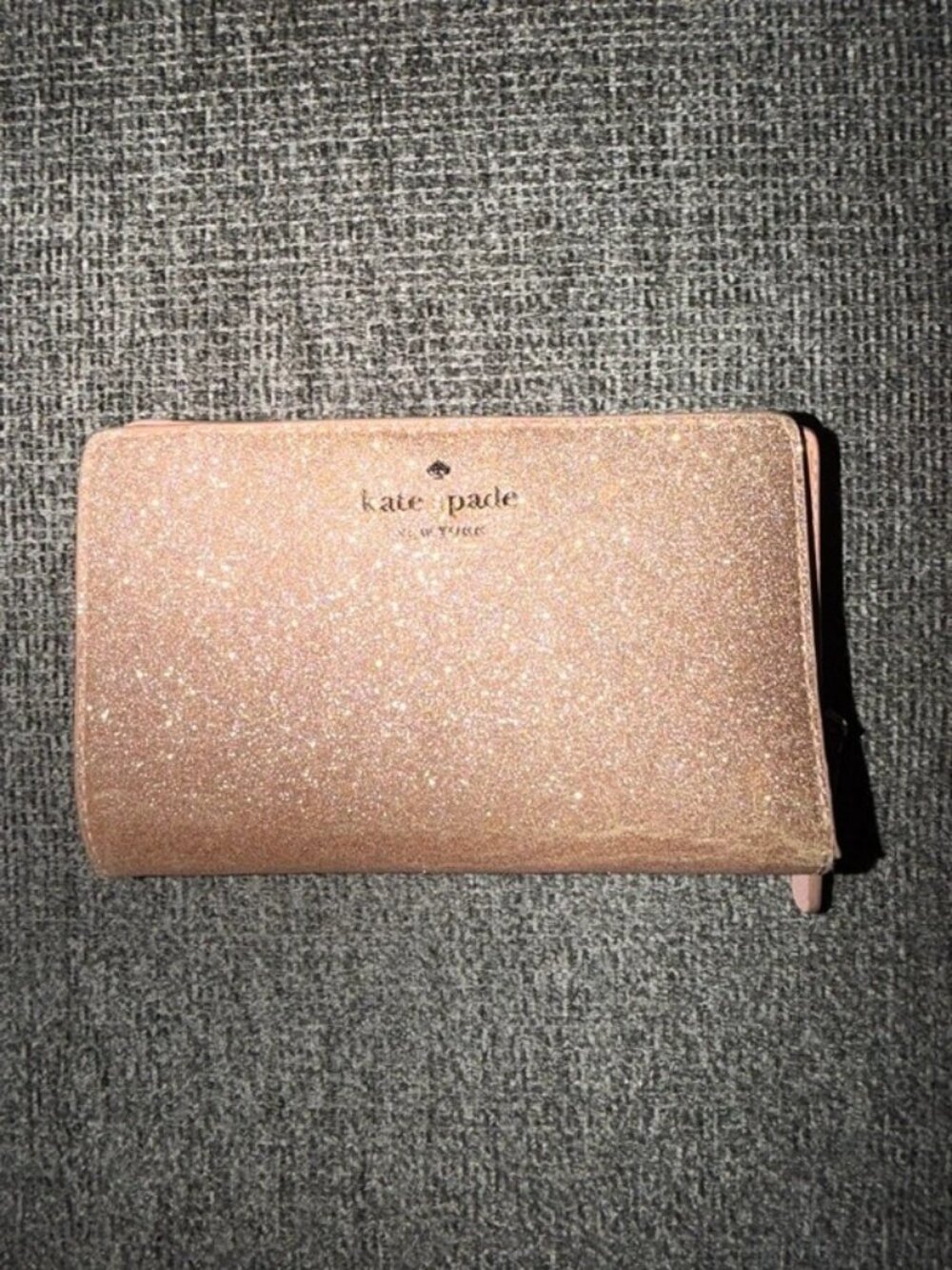 kate spade Rose Gold Glitter Zip-Around Wallet